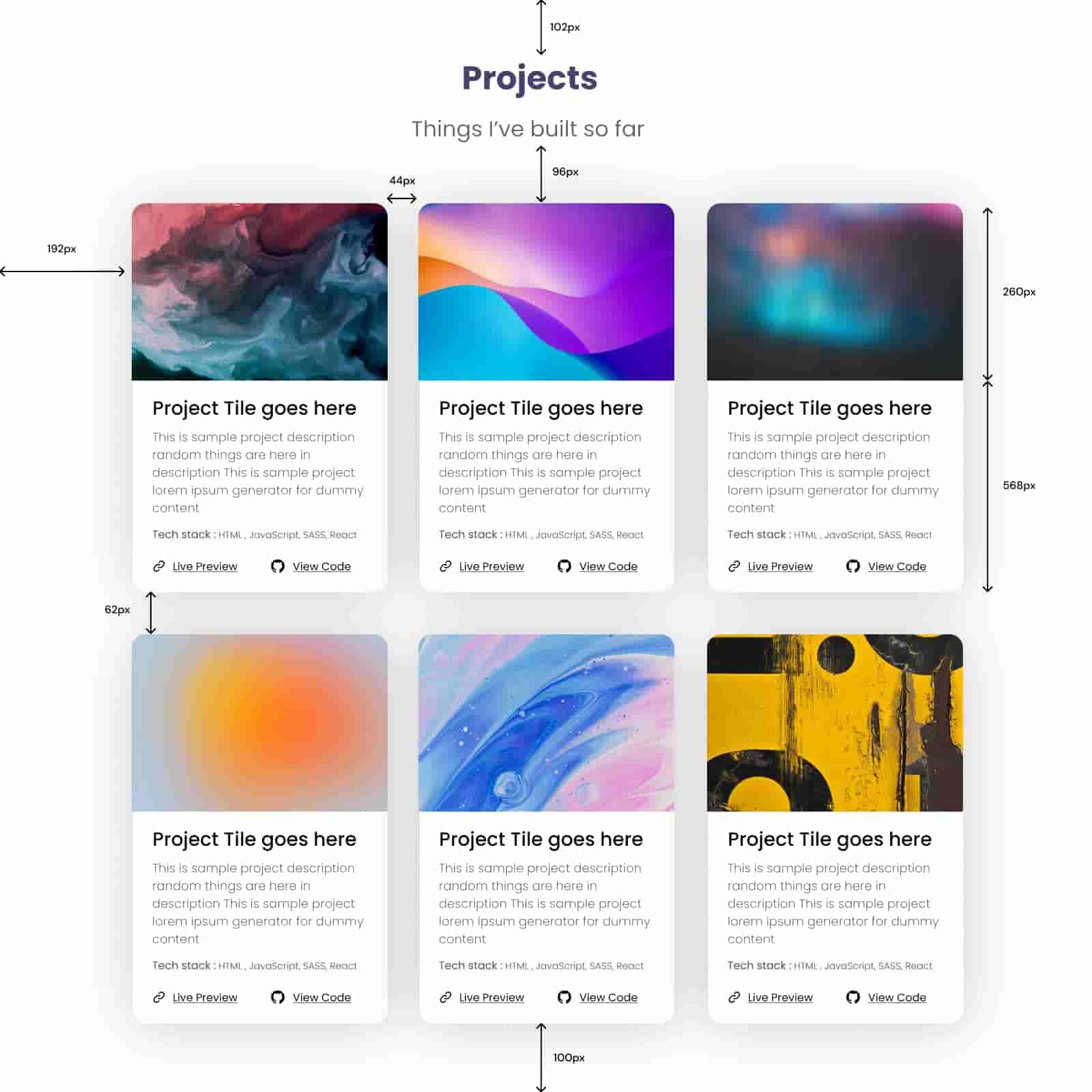 Portfolio section Projects