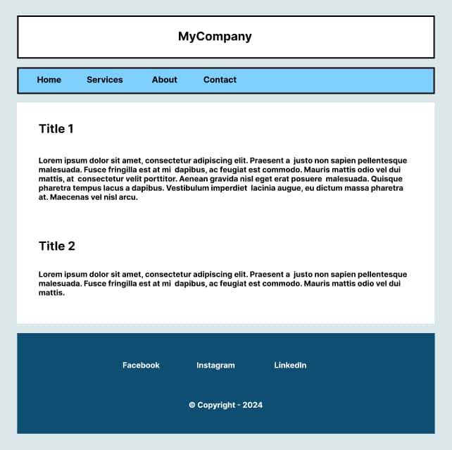 Layout of header, body and footer css